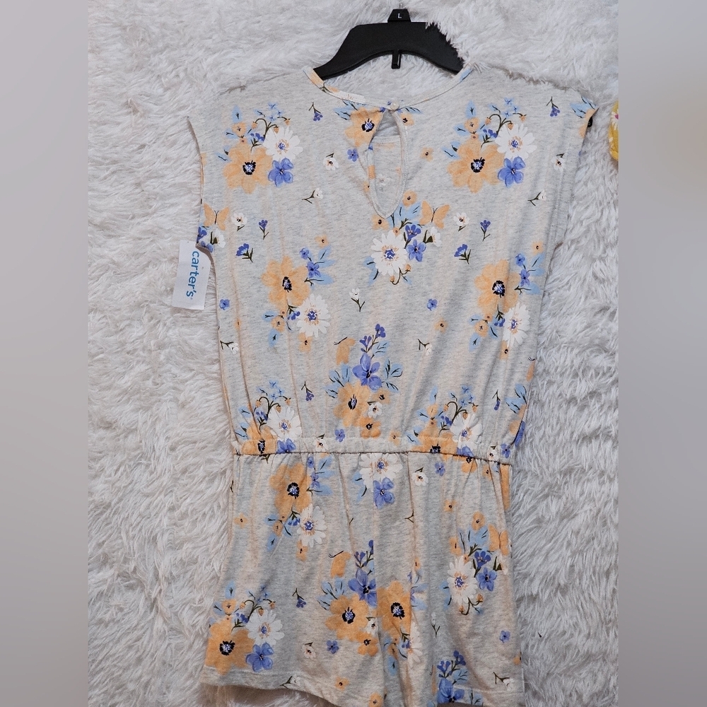 Carter's Floral Romper Set - Gray and Yellow Floral Girls Size 12 - Picture 12 of 14